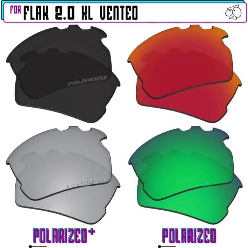 EZReplace Polarized Replacement Lenses for - Oakley Flak 2.0 XL Vented Sunglasses - BkSrP Plus-RedGreenP