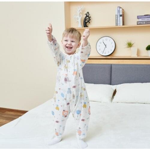 WizInfant Baby Pure Cotton Sleeping Bag Long Sleeve Winter Cartoon Split Leg Detachable Sleeve Thick Warm Fit 0~6 Year Baby