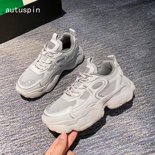 Autuspin Retro Platform Sneakers Fashion Womens Vulcanize Shoes Breathable Air Mesh Classic Women Vulcanized Shoes for Fitness