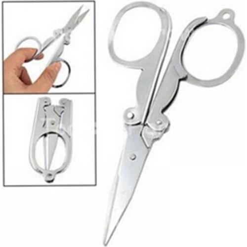 1 Pcs Hair Scissors Portable Folding Scissors Mini Folding Travel Scissors Handmade paper Silver Steel Scissors Hair Styling
