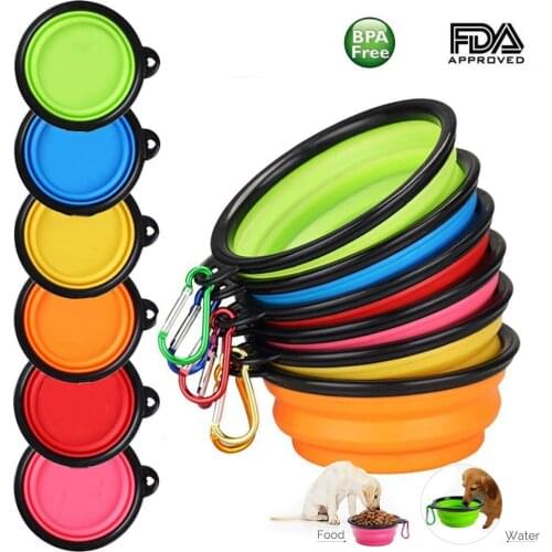 1PC Pet Bowls Foldable Silicone Outdoor Travel Dog Bowl Portable Feeder Water Bowl For Small Medium Dogs Cat Pet Accessories