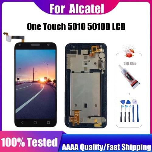 High Quality For Alcatel One Touch 5010 5010D OT5010 LCD +Touch Screen Digitizer Black White Color For OT 5010 IN Stock