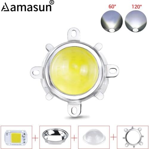 110V 220V 20W 30W 50W COB LED Chip Beads with 60/120 Degree Lens Reflector Smart IC COB Chip Array Matrix DIY Floodlight