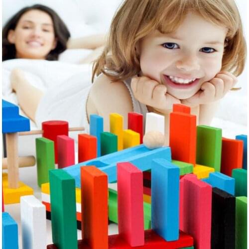 120pcs/set Domino Toys Children Wooden Toys Colored Domino Blocks Kits Early Learning Dominoes Games Educational Children Toys