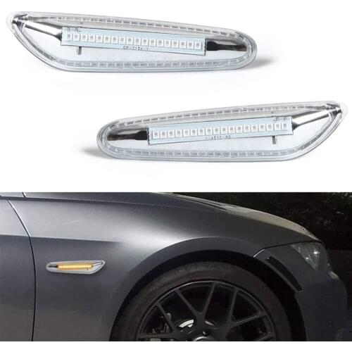 2-Pack Amber Waterproof LED Side Marker Turn Signal Light For BMW E90 E91 E92 E93 E46 E53 X3 E83 X 1 E84 E81 E82 E87 E88