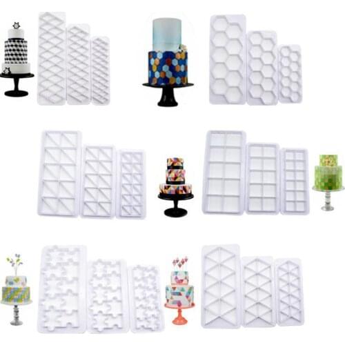 3Pcs/Set Geometric Cake Mold Cookie Fondant Cutter Icing Tool Dessert DIY Decor