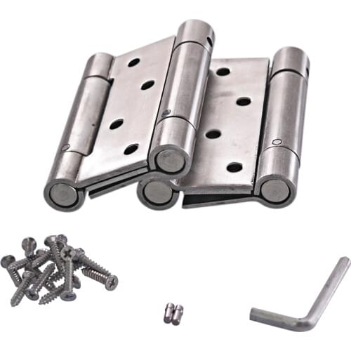 4 Inch Stainless Steel Automatic closing Double Action Silver Spring Door Hinges Adjustable tension 1 pair