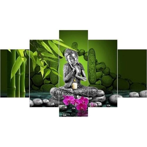 5 pcs diamond embroidery Religion Bamboo and Buddha,3d diamond painting,full diamond mosaic picture of rhinestone cross stitch