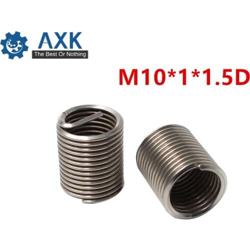 50pcs M10*1*1.5D Wire Thread Insert Stainless Steel 304 Wire Screw Sleeve, M10 Screw Bushing Helicoil Wire Thread Repair Inserts