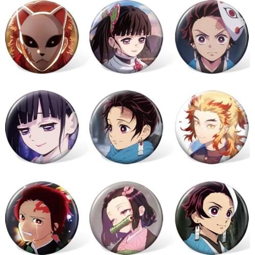 9pcs/set ) Anime Demon Slayer: Kimetsu no Yaiba Cosplay Badge Kamado Tanjirou Costume Brooch Pin for Backpack Accessories