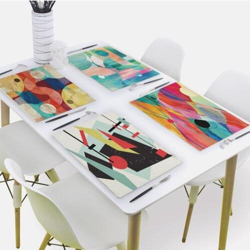Abstract Placemat for Dining Table Geometric printing Drink Coasters 32x42cm Rectangle Coaster Tableware Mat Kitchen Decoration