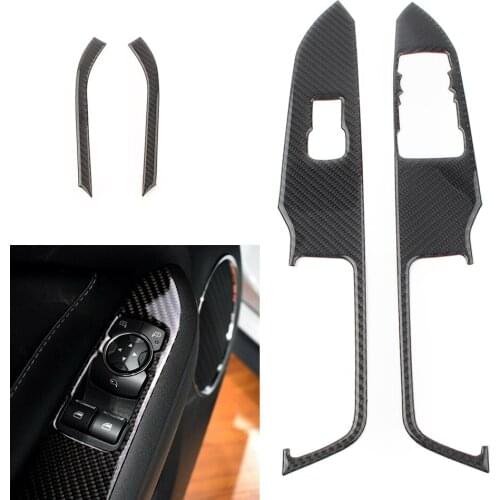Car Window Switch Lock Cover Trim Carbon Fiber Styling ABS Plastic For Ford Mustang 2015 2016 2017 2018 2019