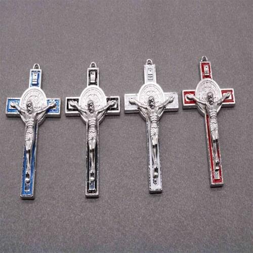 Catholic Large Jesus Cross, Large Jesus Colored Cross Pendant Cross Medal
