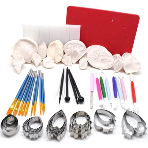 Big Veiner Mold Set for Sugar Flower Decoration Plastic Cake Board Air Brush Modeling Tools Flower Foam Pad Sugarcraft Bakeware