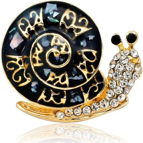 HC Fashion Gold Color Snail Cute Brooches Women Costume Jewelry Pins Lovely Cartoon Insect Rhinestones Girl Kid Collar Brooch F