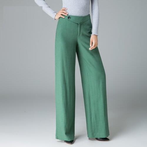 Spring Summer Women Beige White Black Wide Leg Loose High Waisted Linen Pants , Female Womens Casual Comfortable Trousers