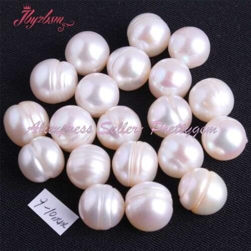 9-10mm Nearround Shape White Cultivate Freshwater Pearl Beads Ball Natural Stone Beads 10 Pcs (NOT HOLE) Wholesale Free Shipping