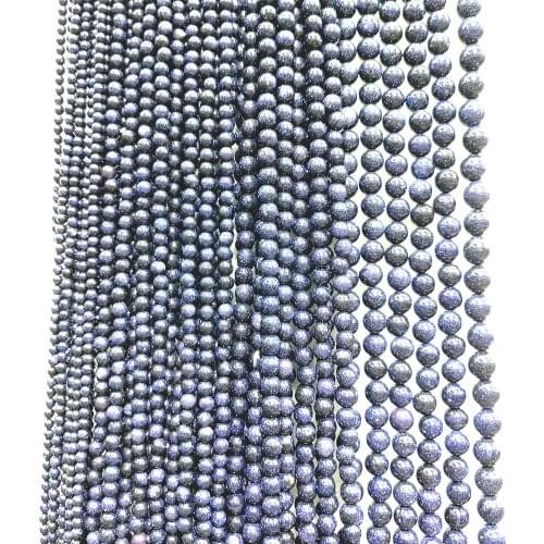 Natural Blue stone loose beads semi blue beads 4-12 mm jewelry necklace DIY Bracelet accessories 39cm