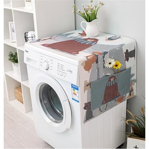 Cartoon Washing Machine Cover Bear Animal Dust Cover Oven Microwave Refrigerator Protecor Modern Home Decor