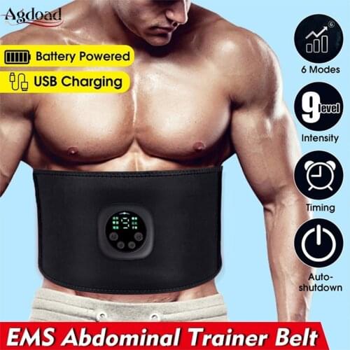 EMS Abdominal Muscle Stimulator Trainer 9 Gears Rechargeable Fitness Fat Burning Belt LED display Waist Vibrating Massager