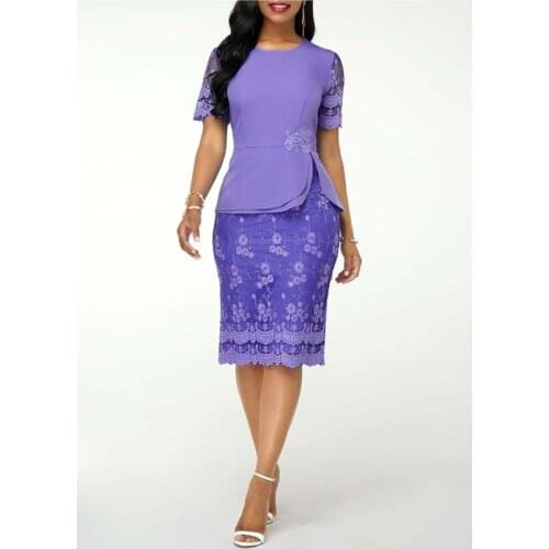 2020 Summer Sexy Women O-neck Lace Plus Size Knee-length Dress Women Dresses Women Clothing