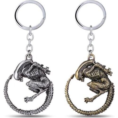 HSIC Movie Series New Hot Sale Keyring Horror Film Alien High Quality Charm Retro Pendant Keychain Men Jewelry