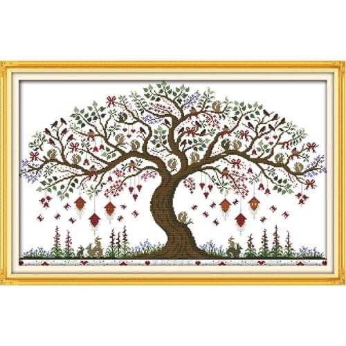 Love tree DIY personality design cross stitch pattern 14CT Counted printed canvas Cross Stitch Kits, needlework embroidery kit