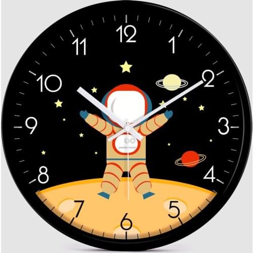 Cute cartoon astronaut children room decoration wall clock Fashion space universe planet school wall clocks