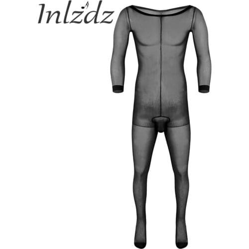 Mens Erotic Lingerie See Through Pantyhose Stockings Skinny Ultra-thin Bodysuit Underwear Sexy Clothing Pantyhose Bodystocking