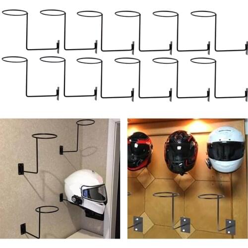 12x Wall Mounted Helmet Rack Holder, Motorcycle Gear & Gloves Hanger, Black
