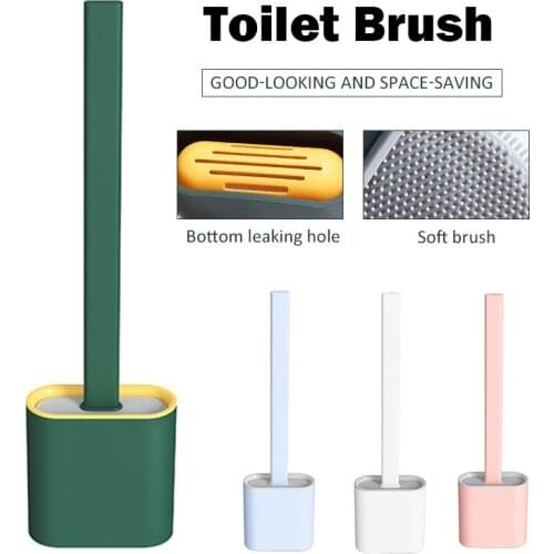 New Silicone Brush Toilet Brush Holder Bathroom Cleaning Brush Set Soft Bristle Toilet Brush Clean Tool Durable Cleaning Brush