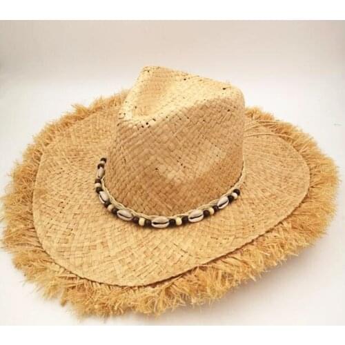 2019 Summer Men Raffia Jazz Hats Mens American Western Cowboys Straw Hat Print Stars Beach Sun Caps for Men