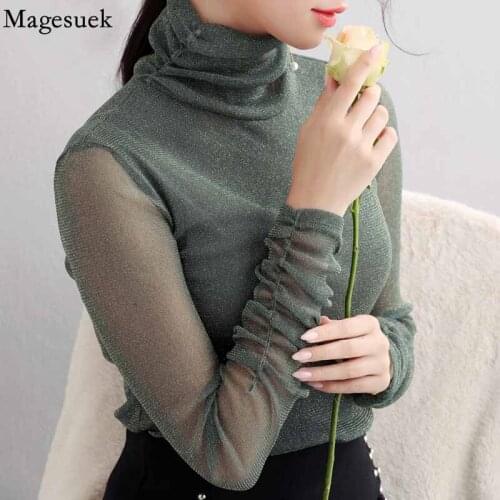 2021 Autumn Winter New Glitter Shirt Tops Fashion Elegant Shiny Sequin Blouse Tunic Women Blouses Shine Womens Blouses 16330