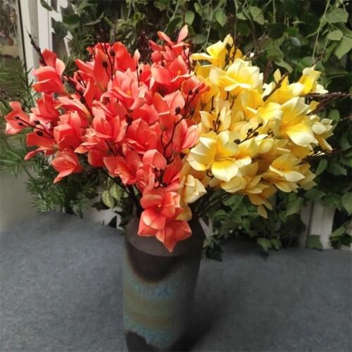 One Fake Long Stem Lily (5 Heads/Piece) 24.25" Length Simulation Autumn Chameleon for Wedding Home Decorative Artificial Flowers