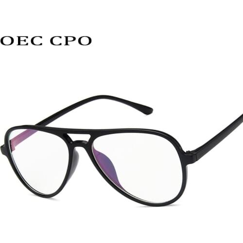 OEC CPO Fashion Vintage Clear Glasses Unisex Eyewear Pilot EyeGlass Optical Glasses Frame Transparent Lens O408