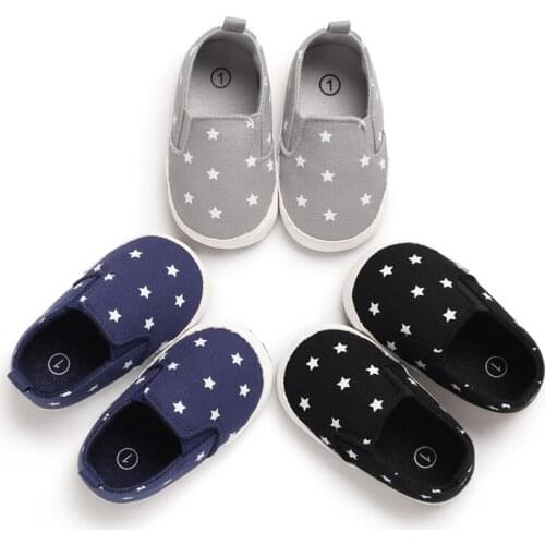 Autumn New 0-1 Year Baby Girl Shoes Fashion Star Canvas Shoes Infant Boys First Walkers Print Newborn Boys Toddler Shoes SHL102
