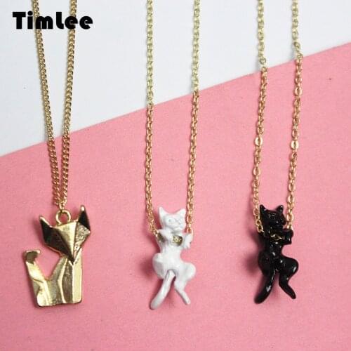 Timlee N001 Free shipping, Cartoon Personality Three-dimensional Cat Fox Necklaces,Fashion Jewelry wholesale