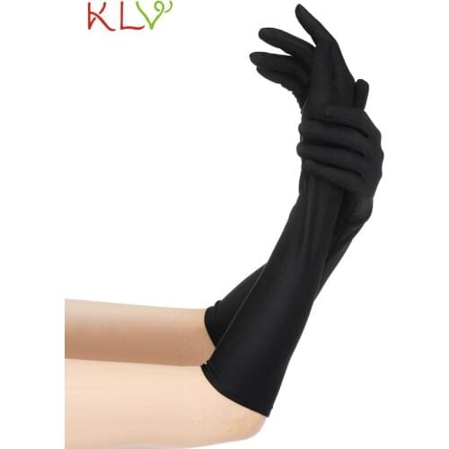 Gloves Women Men Winter Sexy Party Long Black White Satin Finger Female Gloves Mittens Handschoenen 18oct30
