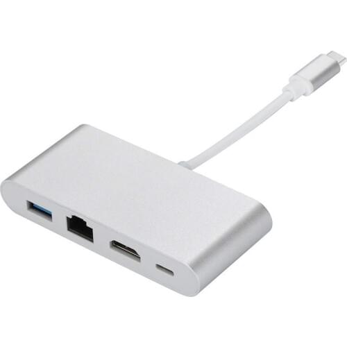 LYBALL Type C to HDMI RJ45 Ethernet Adapter Converter with USB 3.0 and USB C Charging Port for Macbook Samsung S9 Huawei Mate10