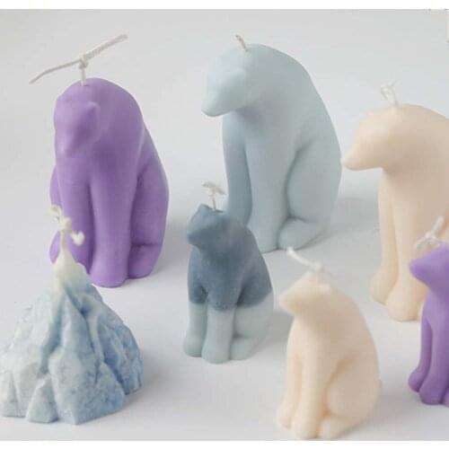 Cute Ice Bear Design Candle Mold Animal Bear Mother And Child Fragrance Candle Silicone Molds Nordic Style Handmade Soap Mould