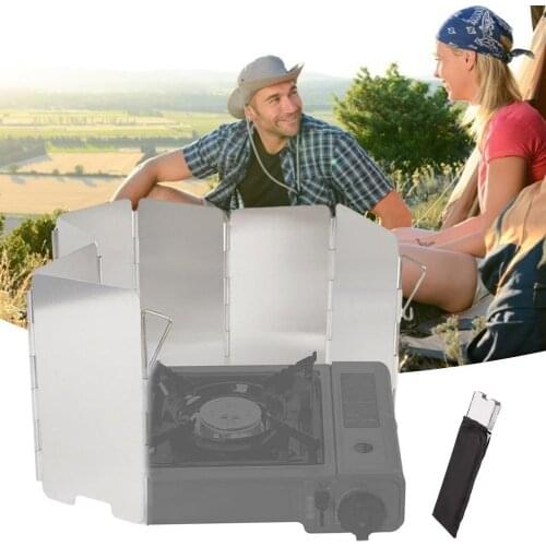 9 Plate Foldable Aluminum Outdoor Stove WindShield Gas Burner Windshield Wind Protector Picnic Camping Stove Windscreen 캠핑