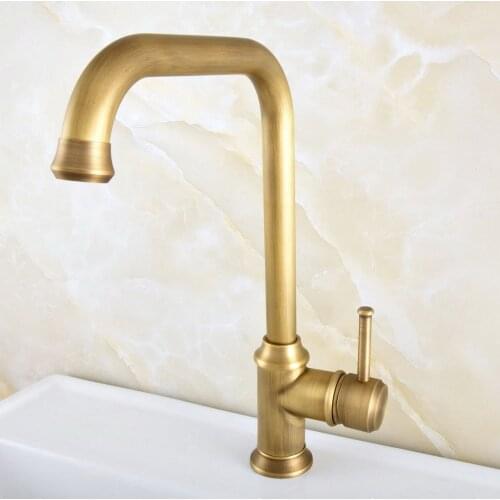 Kitchen Sink Faucets Antique Bronze Single Handle Kitchen Basin Faucets Deck Mounted Hot&Cold Water Mixer Tap Nsf818