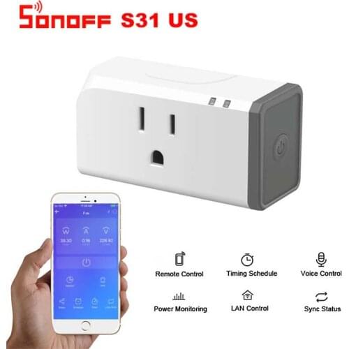 Sonoff S31 US 16A Smart WiFi Socket Smart Plug Monitor Energy Usage Remote Outlet Wifi Switch Works With Alexa Google Home