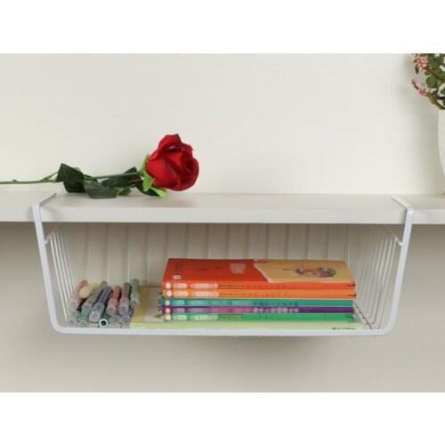 Storage Rack Wire Mesh Iron Basket Hanging Holder Under Shelf Cabinet Organizer