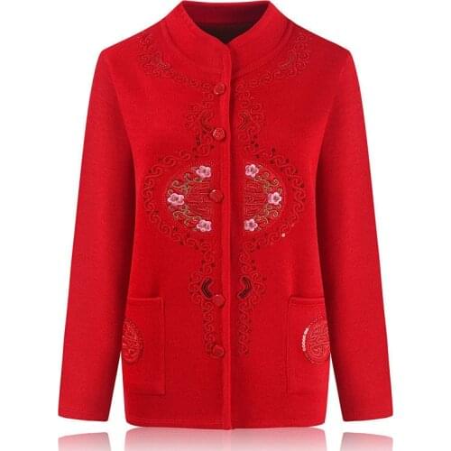 2020 Middle Age Mother Knitted Cardigan Sweater Coats Autumn Winter Women Knitwear Tops Female Winter Plus velvet Sweater 4XLA