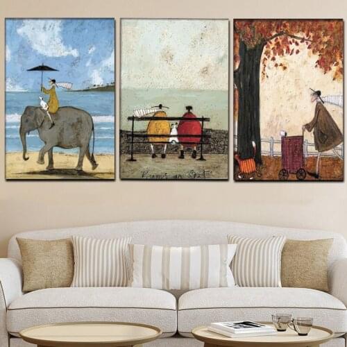Triptych Print Abstract Cartoon Figure Nordic Canvas Painting Minimalist Poster Art Wall Picture For Living Room Kids Room Decor