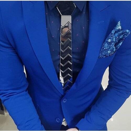Unique Design Acrylic Mirror Men Ties Skinny Slim Fit Zigzag Necktie Bling Metallic Ties Luxury Brand Premium Packaging
