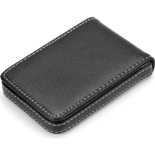 Vertical Magnetic Close Business Card Case Neatly Seam Line PU Leather Name Credit Card Holder Custom Company Name LOGO