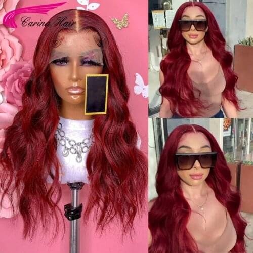 Wavy 99J Color 13x4 Lace Front Wigs 180% Remy Hair 4x4 Closure Straight Brazilian Lace Frontal Human Hair Wigs For Black Women