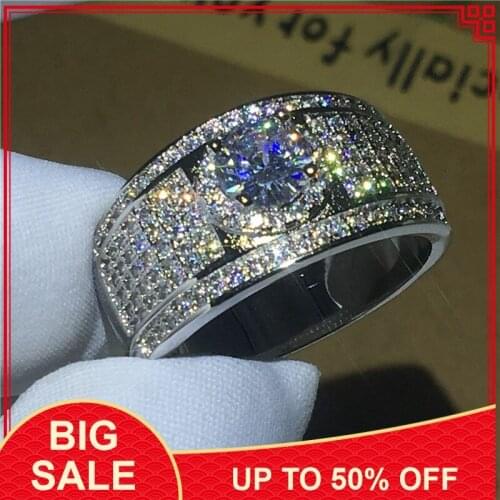 High quality Trendy Jewelry Silver color ring AAAAA Zircon Cz stone Party wedding band rings for women men